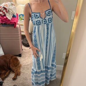 Blue Patterned Maxi Dress